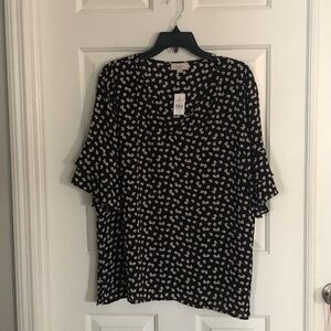 LOFT Black Floral Blouse